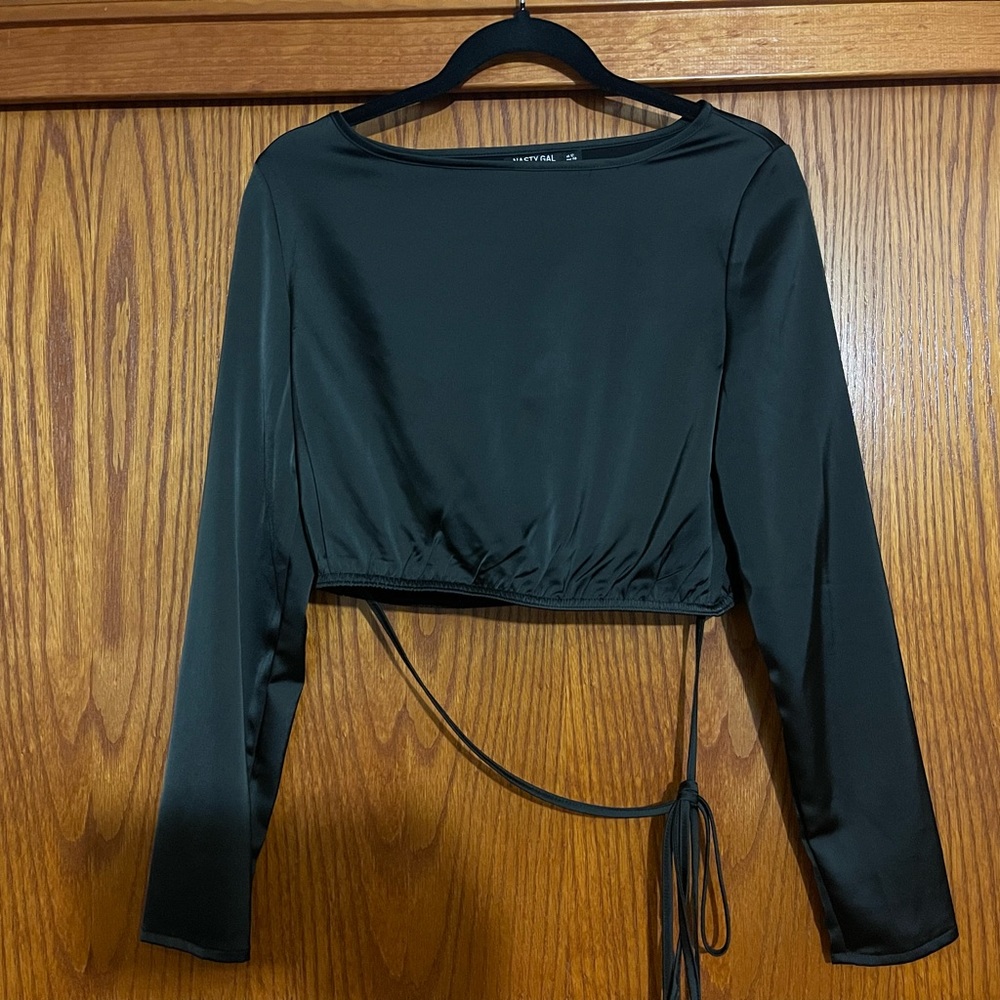 Satin Cropped Long Sleeve